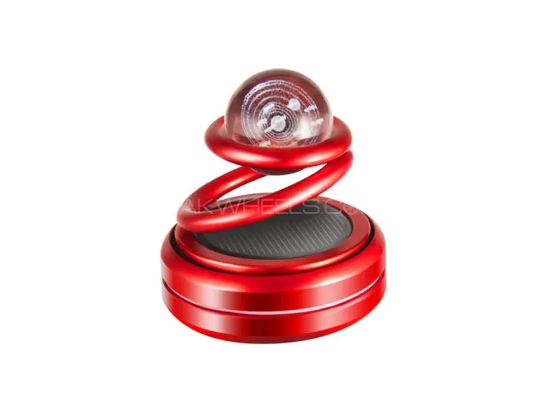 Car Solar-Powered Floating Fragrance Planet | Dashboard Steel Ring with Rotating Globe Ball Image-1