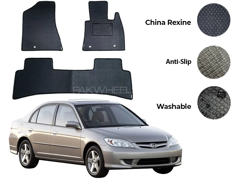 Honda Civic China Rexine Floor Mat 3PCS - Model 2002-2005 Image-1