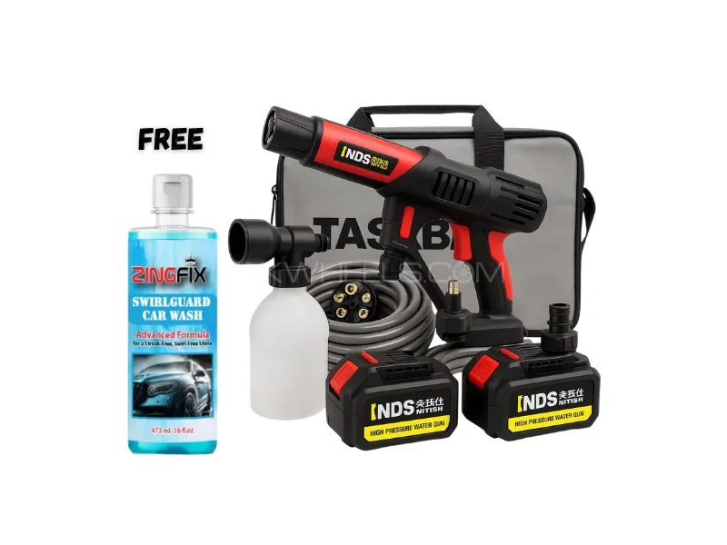 Zingfix Double Battery Cordless Pressure Washer With Free Car Wash Shampoo  Image-1