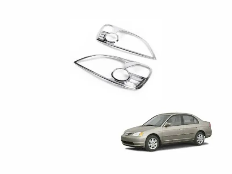 Chrome Headlamp Trim Covers for Honda Civic 2001 (Cat Eye) – 2PCS Set Image-1