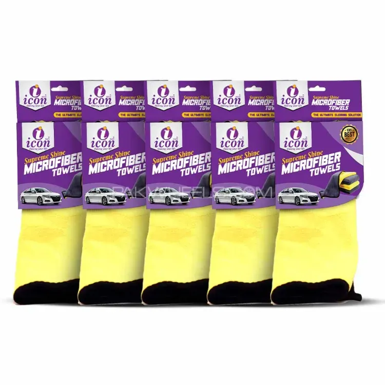 Icon Plus Microfiber Cloth Bundle 30x40 - 600 GSM - Pack Of 5 Image-1