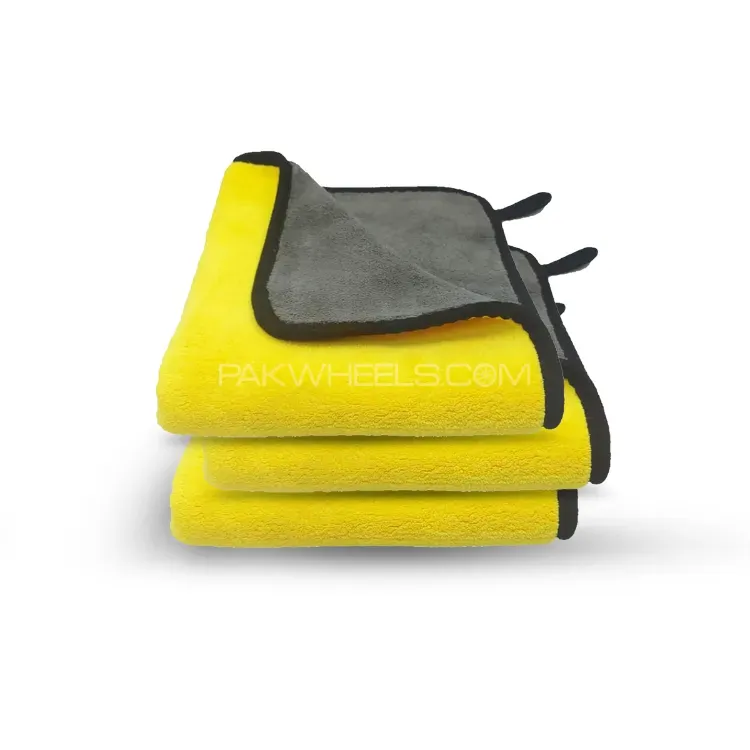 Microfiber Cloth |  Pack Of 3 | Double Layer Plush | Premium Quality | 600gsm | 30x30cm  Image-1