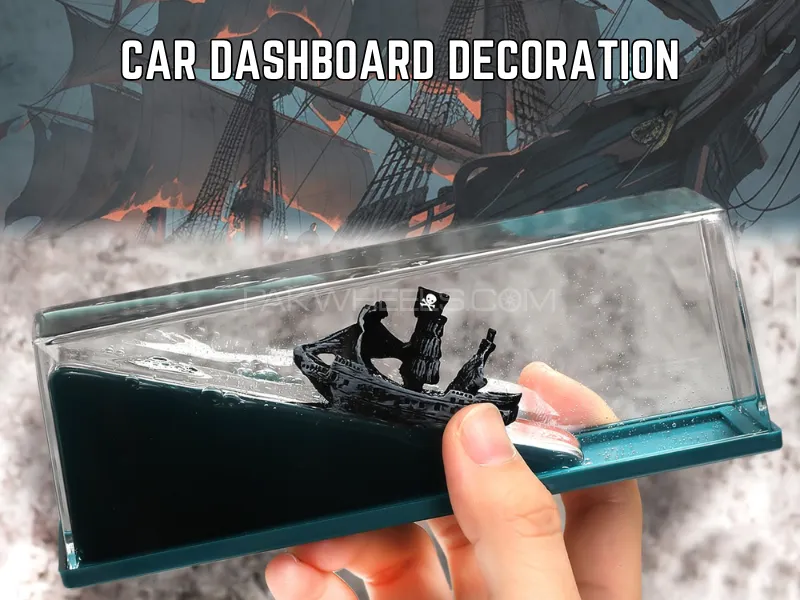 Black Pirate Cruise Ship Unsinkable Fluid Drip Bottle Decoration - Acrylic Design - Pirate Ship . Image-1