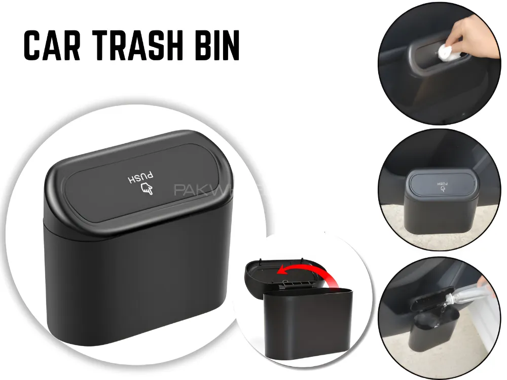 Car Garbage Dust Case Storage Box Trash Bin Hanging ABS Material Pressing Square Trash Can . Image-1
