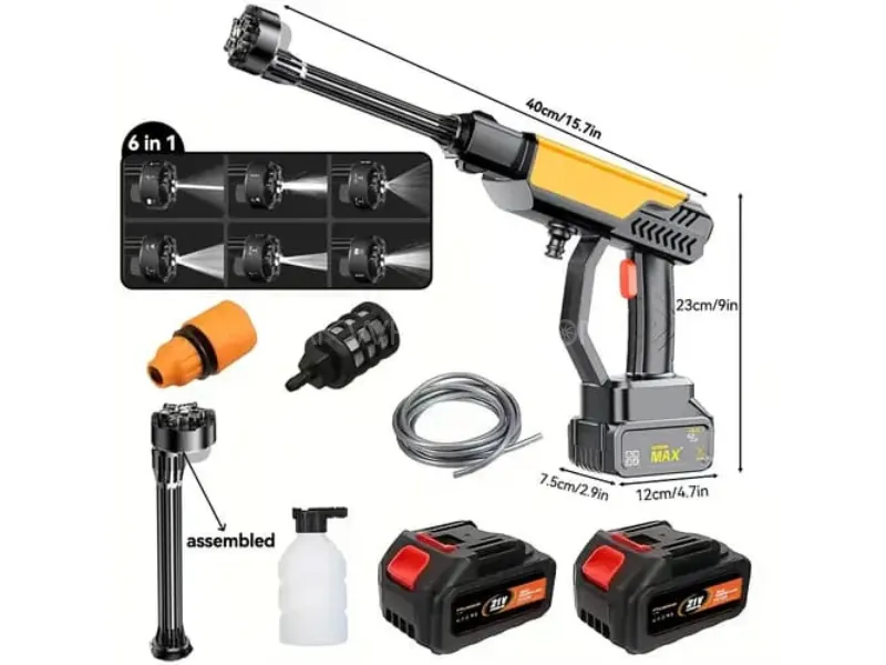 Imported Cordless Pressure Washer - 6 in 1 Adjustable Nozzle - Dual Battery 198V Image-1