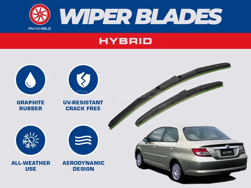 PakWheels Hybrid Wiper Blades For Honda City 2003 - 2008 Image-1