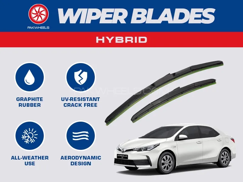 PakWheels Hybrid Wiper Blades For Toyota Corolla 2014 - 2025 Image-1