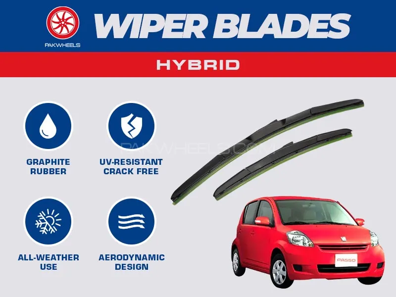PakWheels Hybrid Wiper Blades For Toyota Passo 2005 - 2010 Image-1