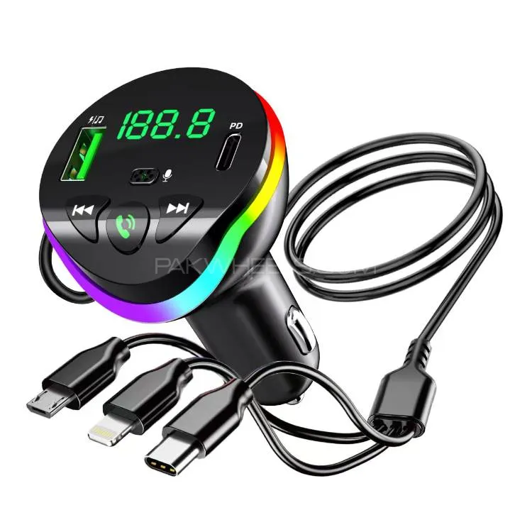FM Car Kit with Mobile Charger x 3 Ports Car MP3/TF Card/Charger HM-123 Image-1