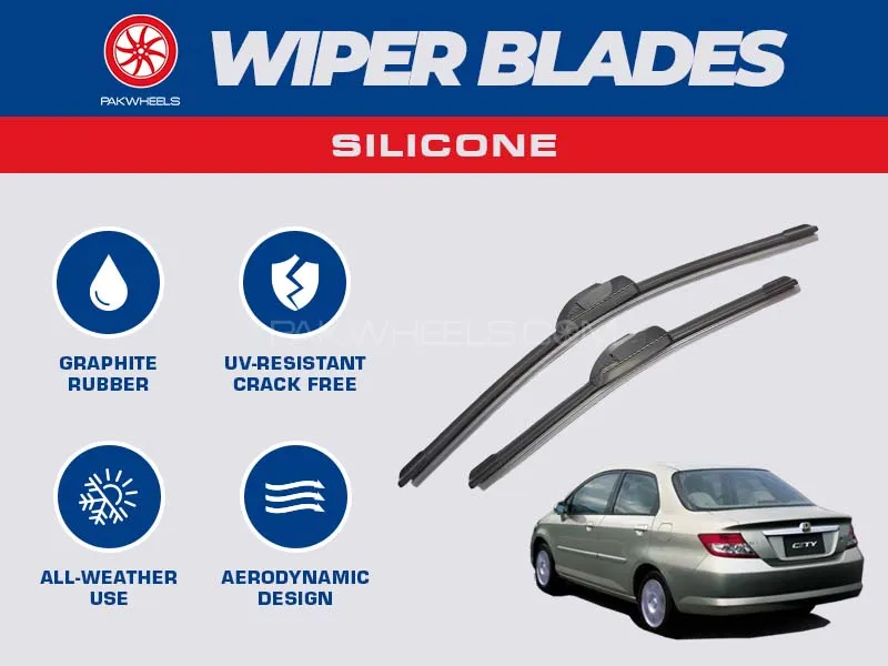 PakWheels Silicon Wiper Blades For Honda City 2003 - 2008 Image-1
