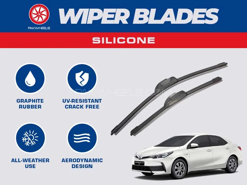 PakWheels Silicon Wiper Blades For Toyota Corolla 2014- 2025 Image-1
