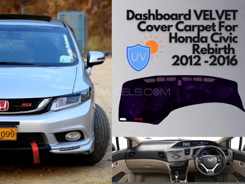 Dashboard VELVET Cover Carpet For Honda Civic Rebirth 2012 -2016 Image-1