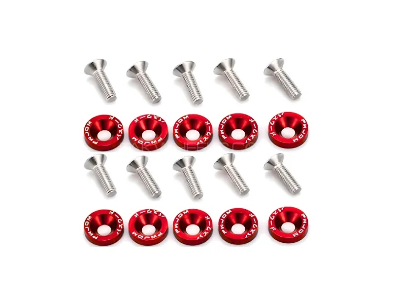 JDM Style Aluminum Washers – Pack of 10 (Red) Image-1