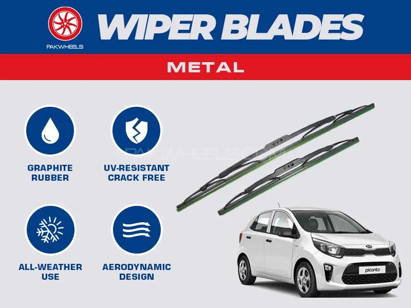 PakWheels Metal Wiper Blades For Kia Picanto Image-1