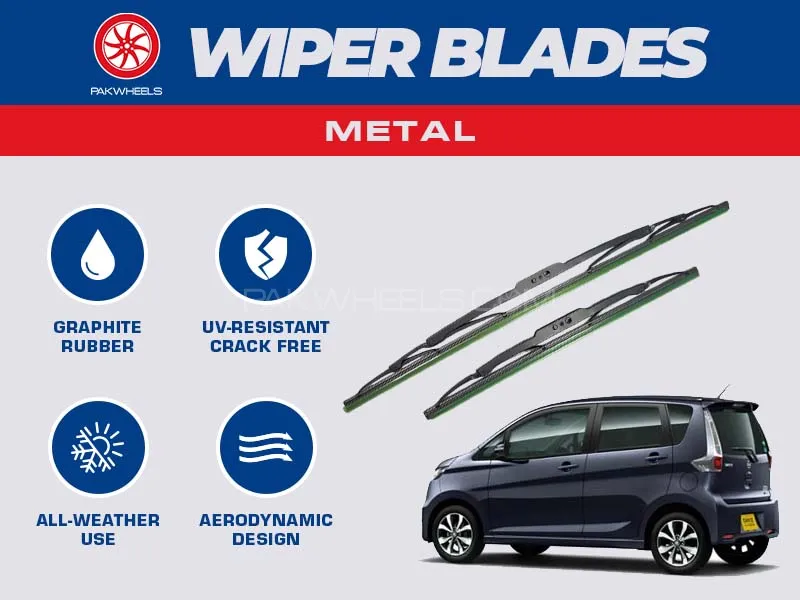 PakWheels Metal Wiper Blades For Nissan Dayz 2012 - 2017 Image-1