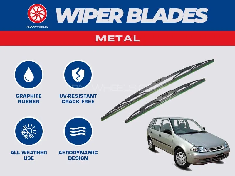 PakWheels Metal Wiper Blades For Suzuki Cultus 2007 - 2016 Image-1