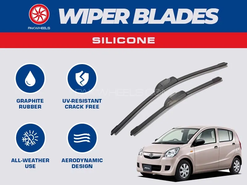 PakWheels Silicon Wiper Blades For Daihatsu Mira 2007 - 2011 Image-1
