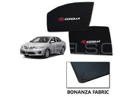 Toyota Corolla 2009-2012 Fix Side Shade With Logo Black UV Protection Heat Protection Image-1