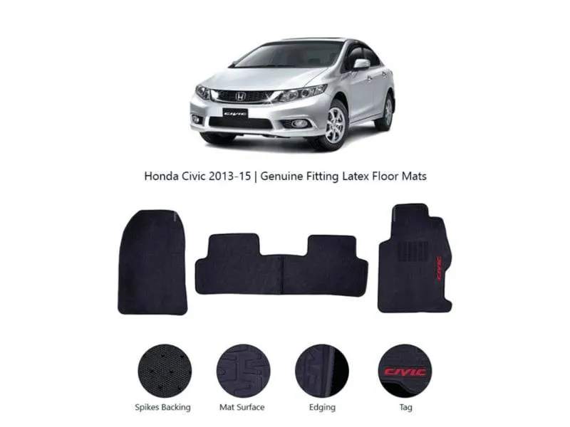 HONDA CIVIC (REBIRTH) Latex Rubber Floor Mats Image-1