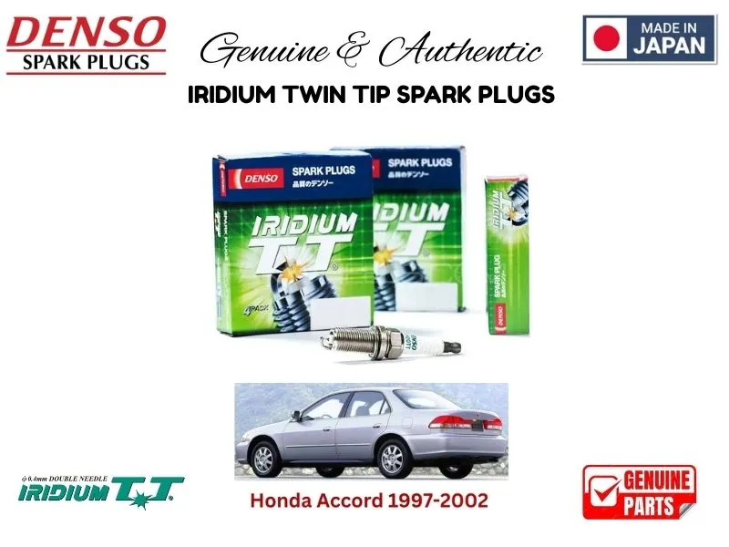 Honda Accord 1997-2002 DENSO IRIDIUM TWIN TIP SPARK PLUGS 4 Pieces - MADE IN JAPAN Image-1