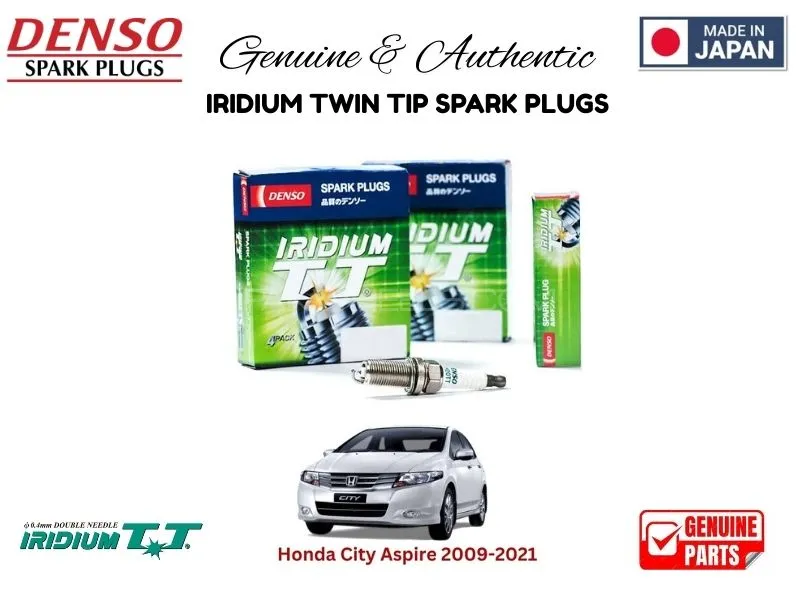 Honda City Aspire 2009-2021 DENSO IRIDIUM TWIN TIP SPARK PLUGS 4 Pieces - MADE IN JAPAN Image-1