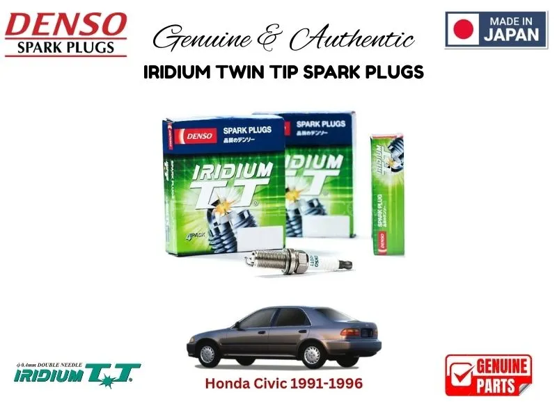 Honda Civic 1991-1996 DENSO IRIDIUM TWIN TIP SPARK PLUGS 4 Pieces - MADE IN JAPAN Image-1