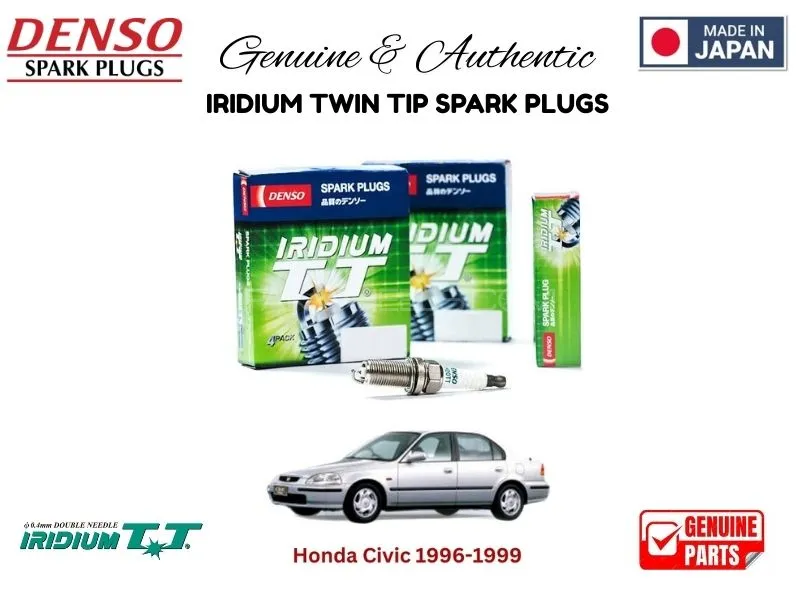 Honda Civic 1996-1999 DENSO IRIDIUM TWIN TIP SPARK PLUGS 4 Pieces - MADE IN JAPAN Image-1
