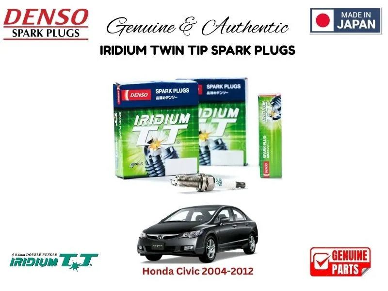 Honda Civic 2004-2012 DENSO IRIDIUM TWIN TIP SPARK PLUGS 4 Pieces - MADE IN JAPAN Image-1