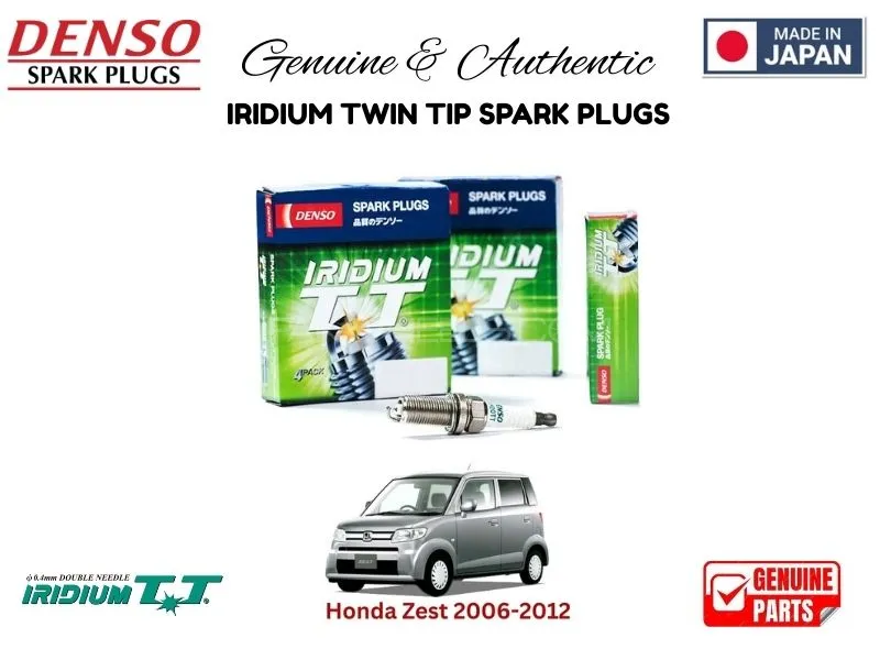 Honda Zest 2006-2012 DENSO IRIDIUM TWIN TIP SPARK PLUGS 4 Pieces - MADE IN JAPAN Image-1
