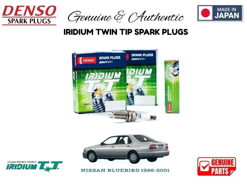 Nissan Blue Bird 1996-2001 DENSO IRIDIUM TWIN TIP SPARK PLUGS 4 Pieces - MADE IN JAPAN Image-1