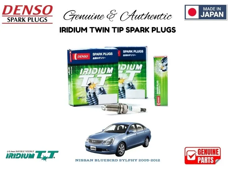 Nissan BlueBird Sylphy 2005-2012 DENSO IRIDIUM TWIN TIP SPARK PLUGS 4 Pieces - MADE IN JAPAN