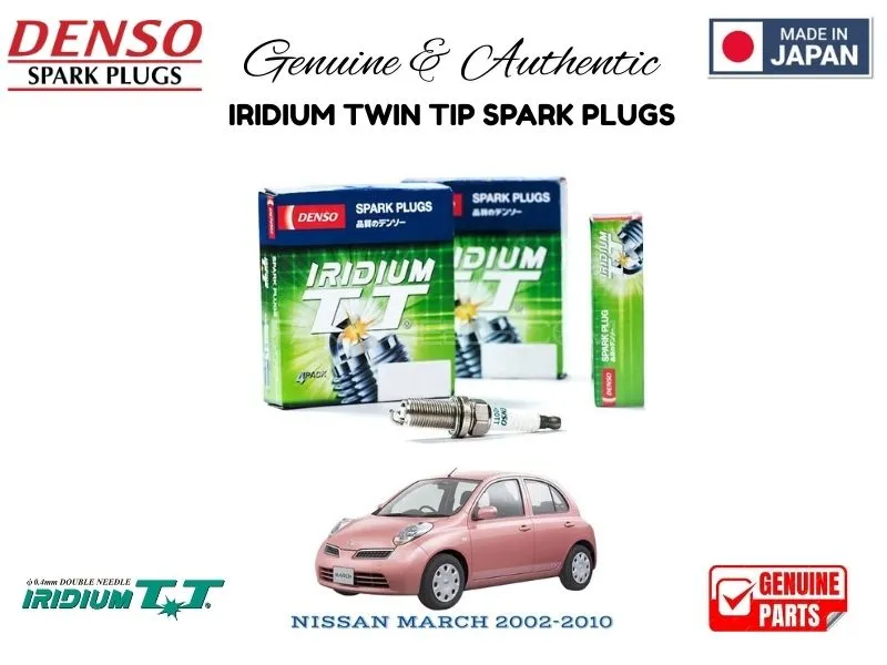 Nissan March 2002-2010 DENSO IRIDIUM TWIN TIP SPARK PLUGS 4 Pieces - MADE IN JAPAN Image-1