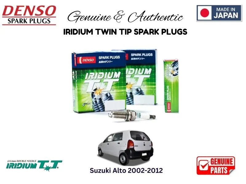 Suzuki Alto 2002-2012 DENSO IRIDIUM TWIN TIP SPARK PLUGS 4 Pieces - MADE IN JAPAN Image-1