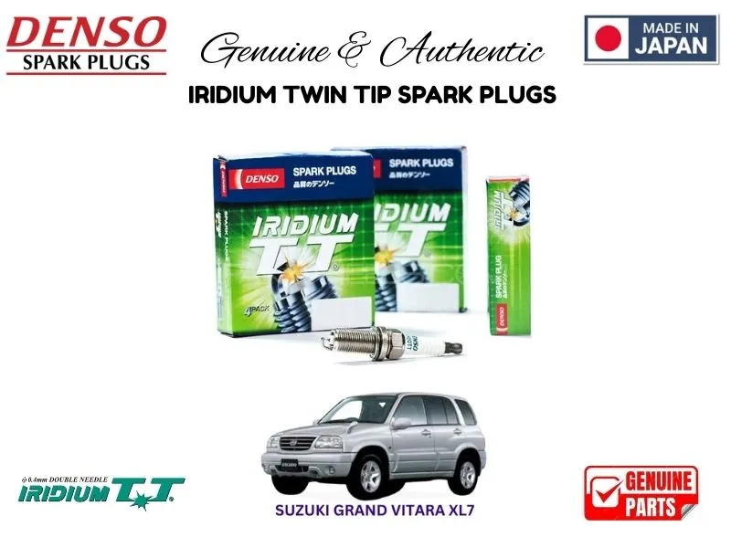 Suzuki Grand Vitara XL7 DENSO IRIDIUM TWIN TIP SPARK PLUGS 4 Pieces - MADE IN JAPAN Image-1
