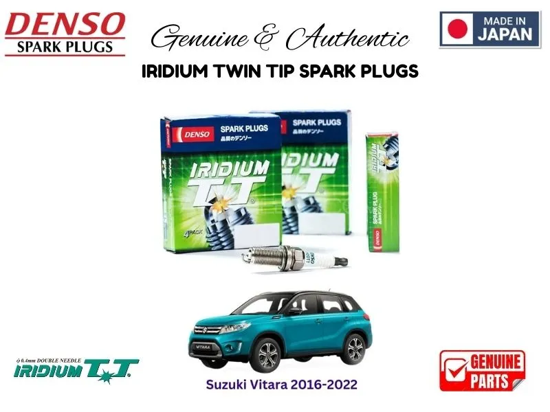 Suzuki Vitara 2016-2022 DENSO IRIDIUM TWIN TIP SPARK PLUGS 4 Pieces - MADE IN JAPAN Image-1