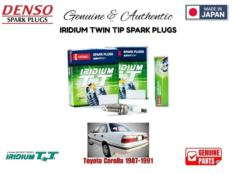 Toyota Corollla 1987-1991 DENSO IRIDIUM TWIN TIP SPARK PLUGS 4 Pieces - MADE IN JAPAN Image-1