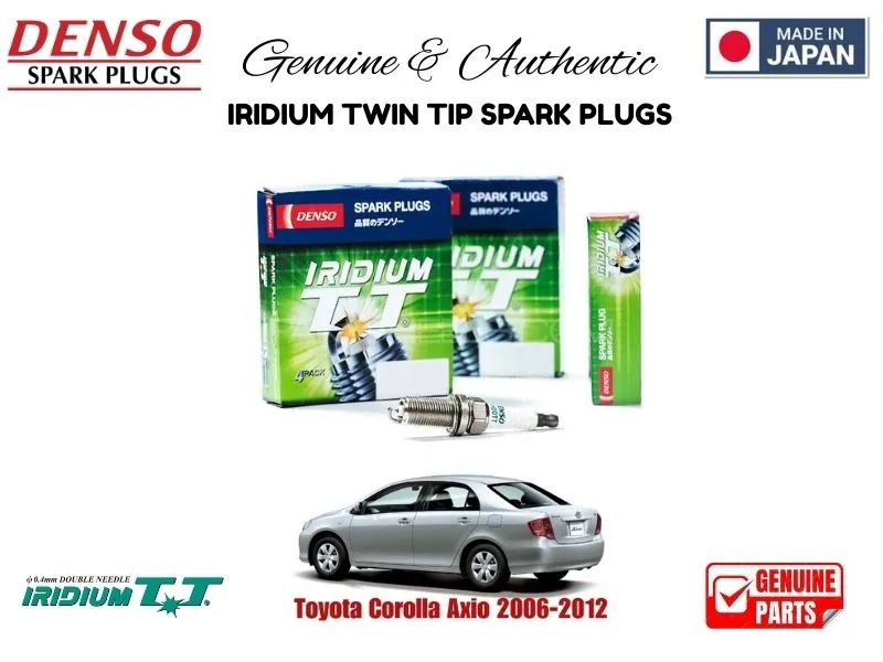 Toyota Corollla Axio 2006-2012 DENSO IRIDIUM TWIN TIP SPARK PLUGS 4 Pieces - MADE IN JAPAN Image-1
