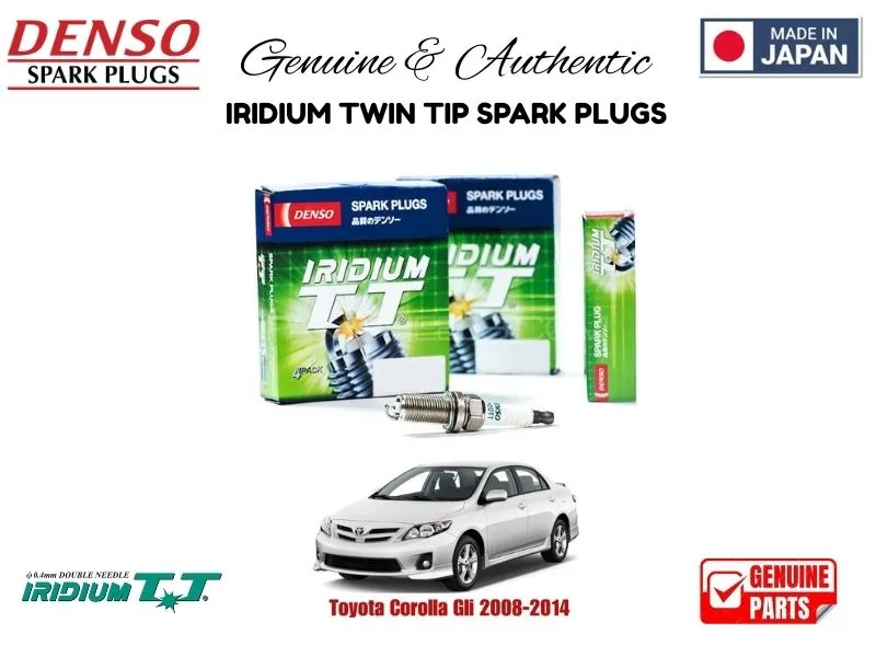 Toyota Corollla Gli 2008-2014 DENSO IRIDIUM TWIN TIP SPARK PLUGS 4 Pieces - MADE IN JAPAN Image-1