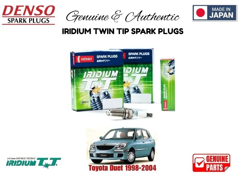 Toyota Duet 1998-2004 DENSO IRIDIUM TWIN TIP SPARK PLUGS 4 Pieces - MADE IN JAPAN Image-1