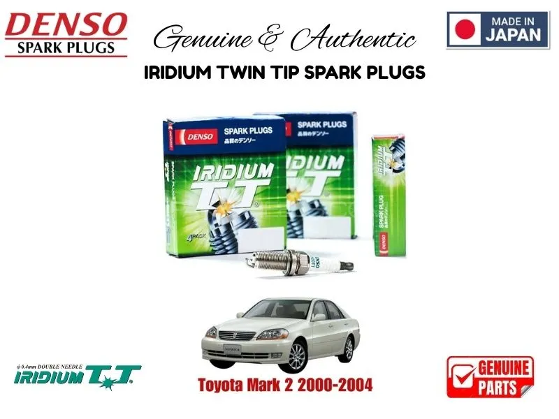 Toyota Mark 2 2000-2004 DENSO IRIDIUM TWIN TIP SPARK PLUGS 4 Pieces - MADE IN JAPAN Image-1