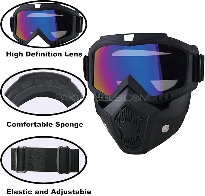 Universal UV Protection Face Mask With Transparent Glasses For Bike Riding 1 Pc Universal UV Protection Face Mask With Transparent Glasses For Bike Riding 1 Pc Image-5