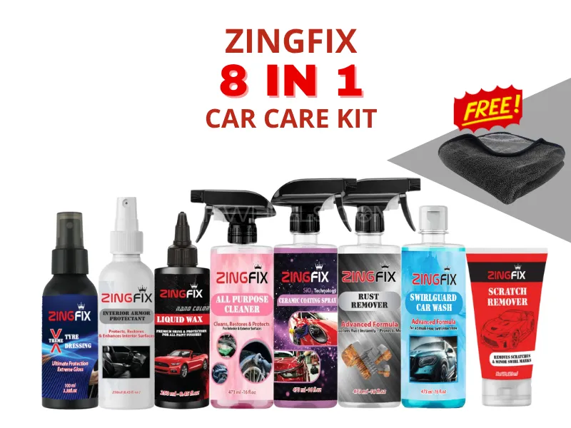 Zingfix 8 in 1 Car Care Kit + Free Twist Microfiber Towel Image-1