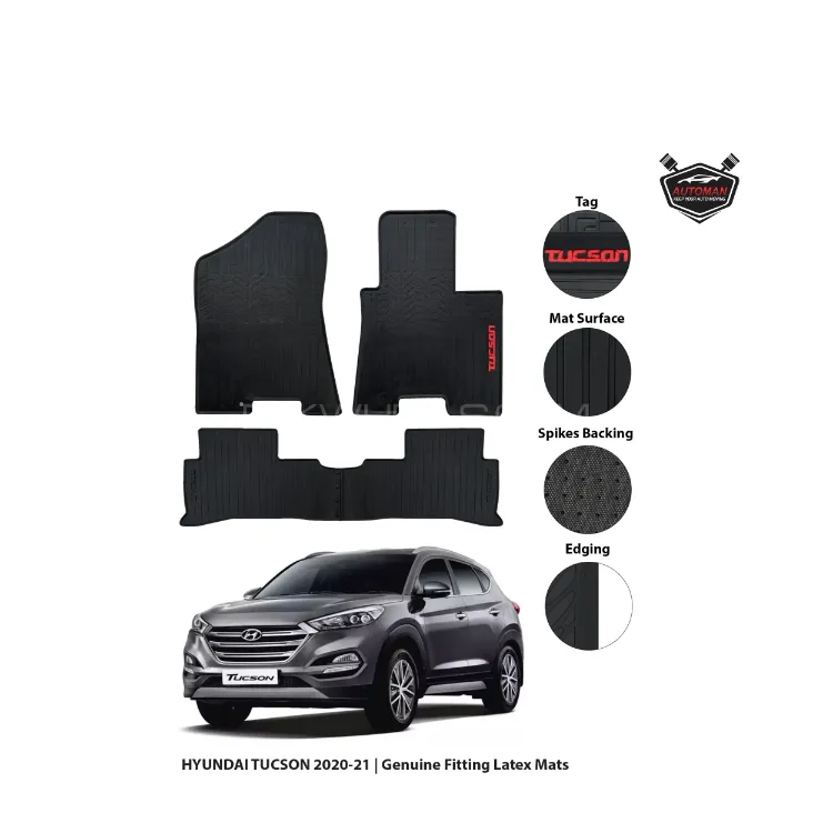 "Hyundai Tucson 2019-2024 Custom Fit Rubber Latex Floor Mats – All-Weather Protection, Durable & Eas Image-1