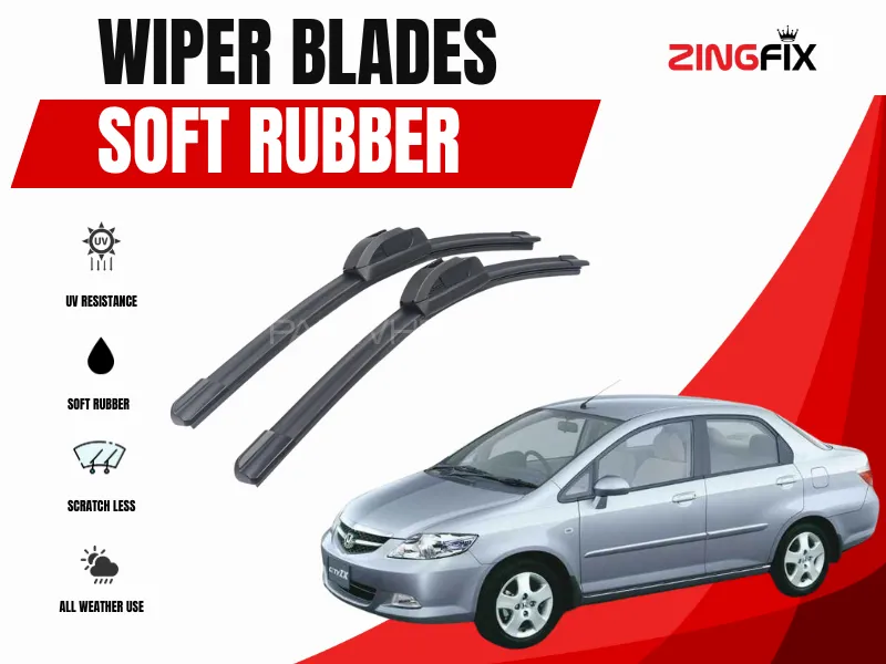 Zingfix Soft Rubber Wiper Blade for Honda City (2003-2008) Image-1