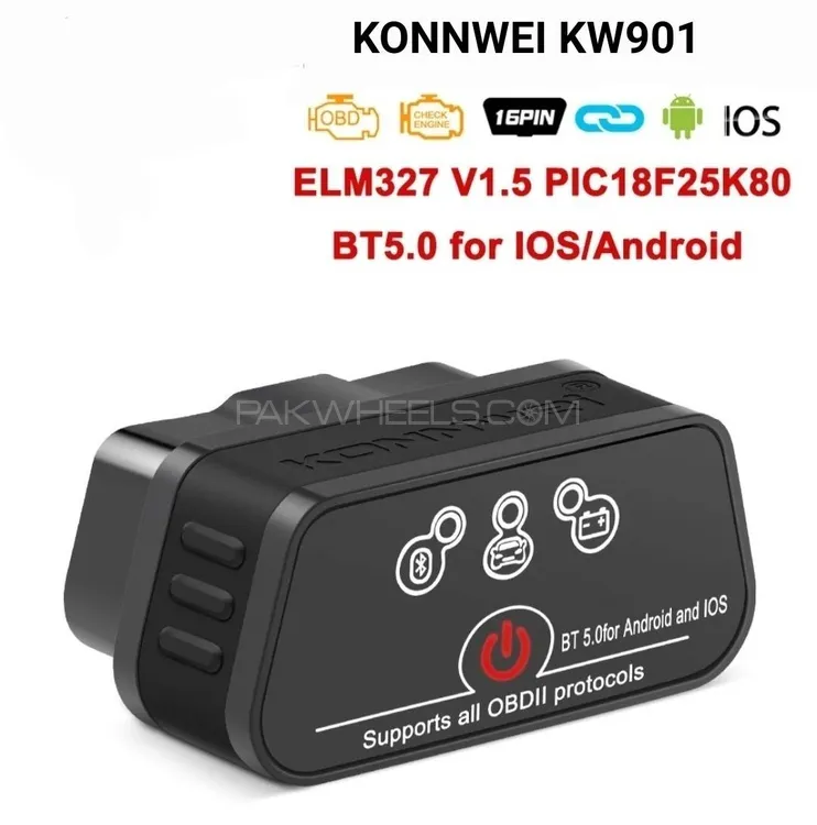 KONNWEI KW901 Elm327 V1.5 Pic18F25K80 OBD2 Scanner Bluetooth Image-1