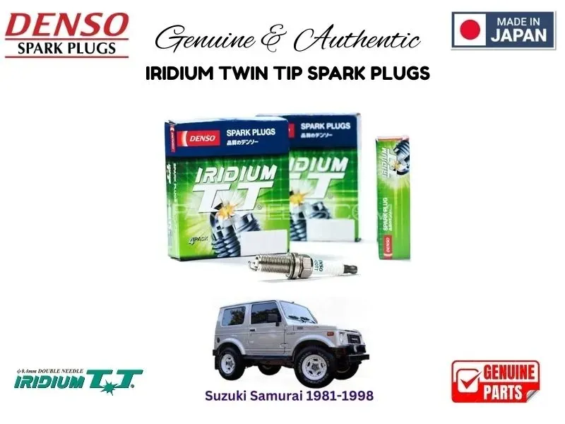Suzuki Samurai 1981-1998 DENSO IRIDIUM TWIN TIP SPARK PLUGS 4 Pieces - MADE IN JAPAN Image-1