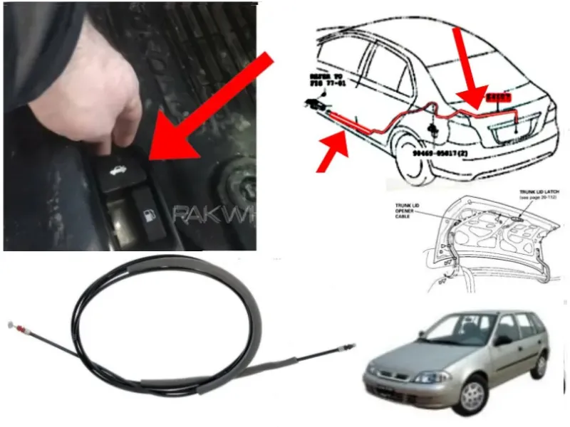 Suzuki Cultus 2007-2017 Trunk Release Cable - Diggi Cable Image-1