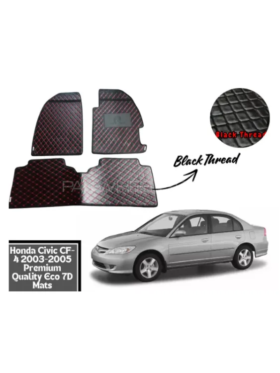 Honda Civic CF-4 2003-2005 7D Flat Eco Mats With Black Thread Image-1