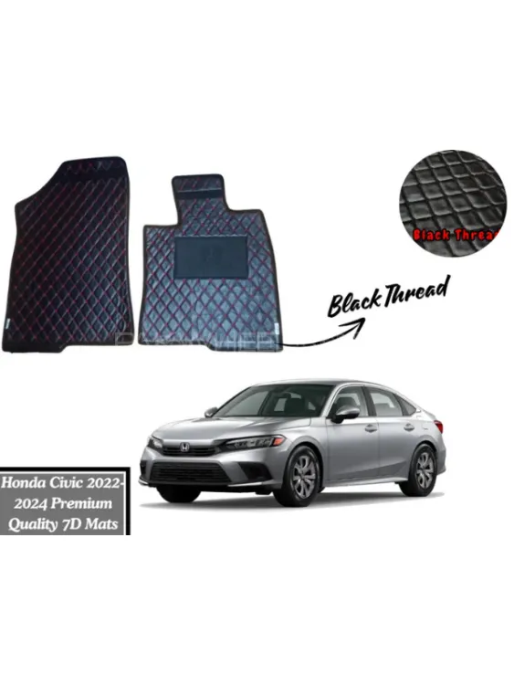 New Honda Civic 2023-2024 7D Flat Eco Mats with Black Thread Image-1
