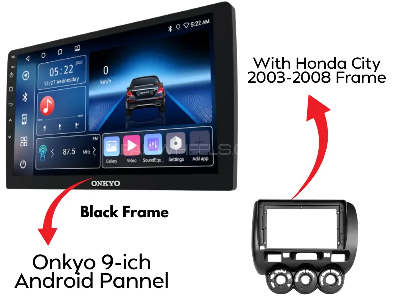 Honda City 2003-2008 Original Onkyo X-QD1120 Android Panel with Black Frame 9-Inch | 2+32GB | Image-1